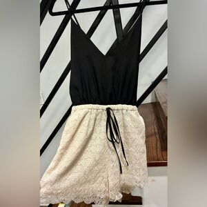 Shoreline Black and Cream Lace Romper